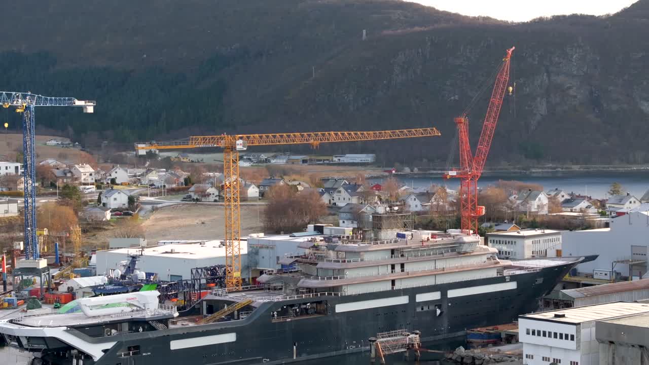 The research vessel "REV Ocean" docked at VARD shipyards in S&oslash;vik, Norway