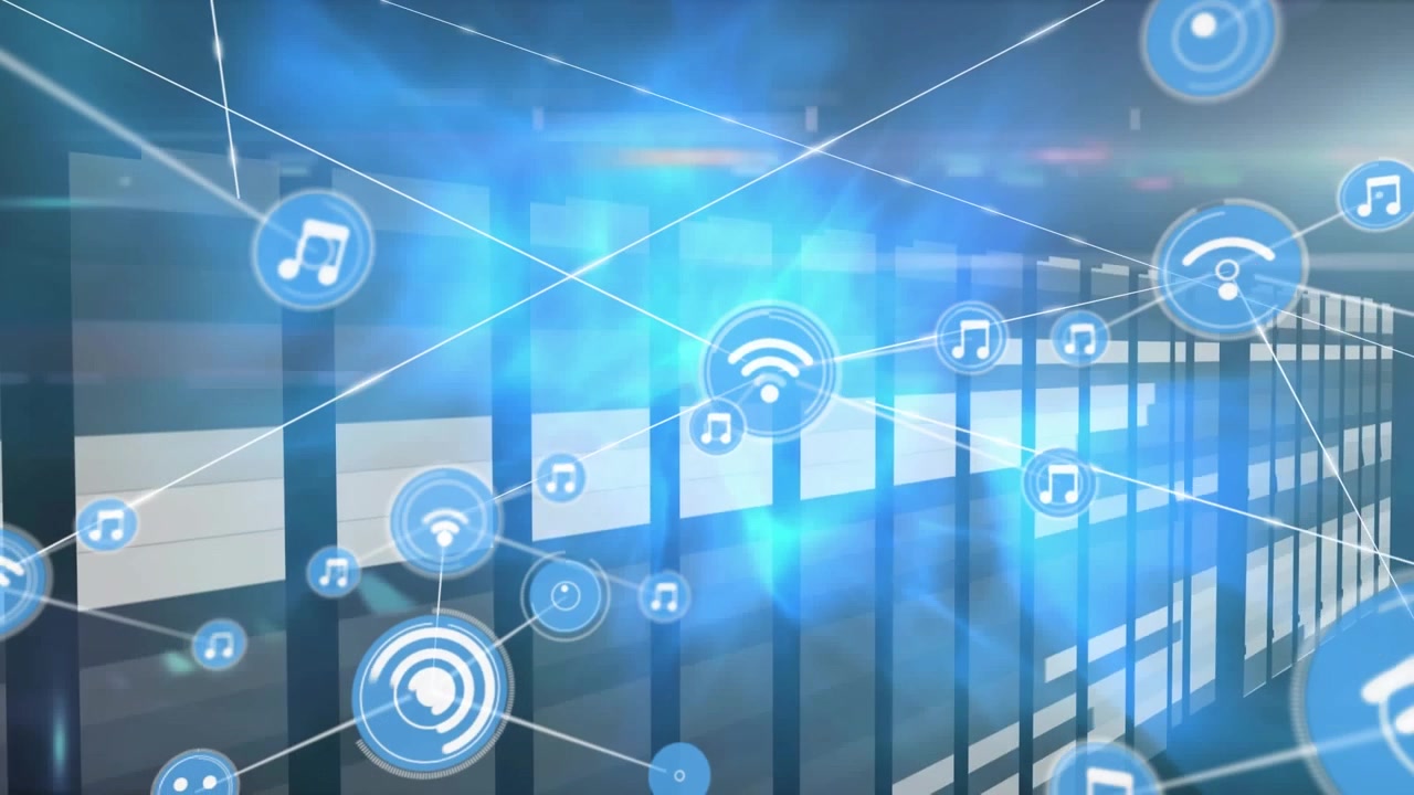 Businessman discusses digital data processing with colleague.
