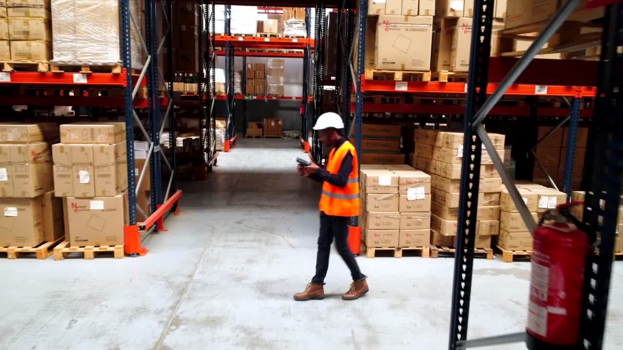 Warehouse Interior with Shelves and Inventory