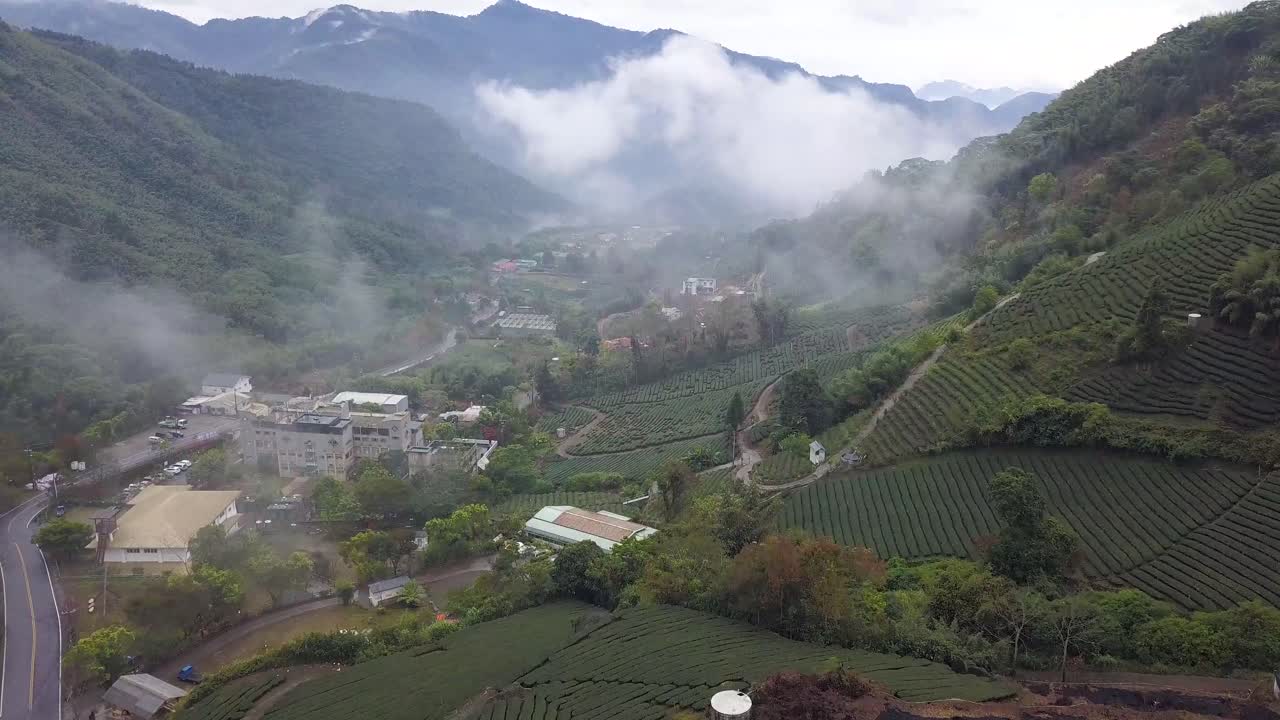 Drone shot of the mountainous region in Alishan township, Taiwan.mp4