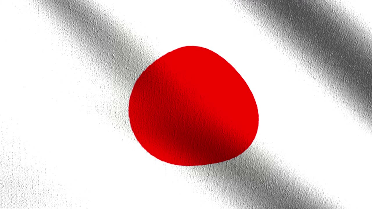 이 없는 루프 4k vdo: 바람에 날아다니는 일본 국기, 고립된 공식 애국적 추상 디자인, 흔들리는 표지 기호의 3d 렌더링 일러스트레이션