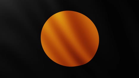 Large Black with Orange circle Flag fullscreen background fluttering in the wind