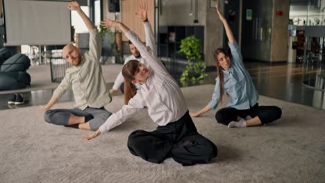 office colleagues stretching