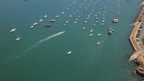 yachts and sailboats in port of a marina of a seaside community