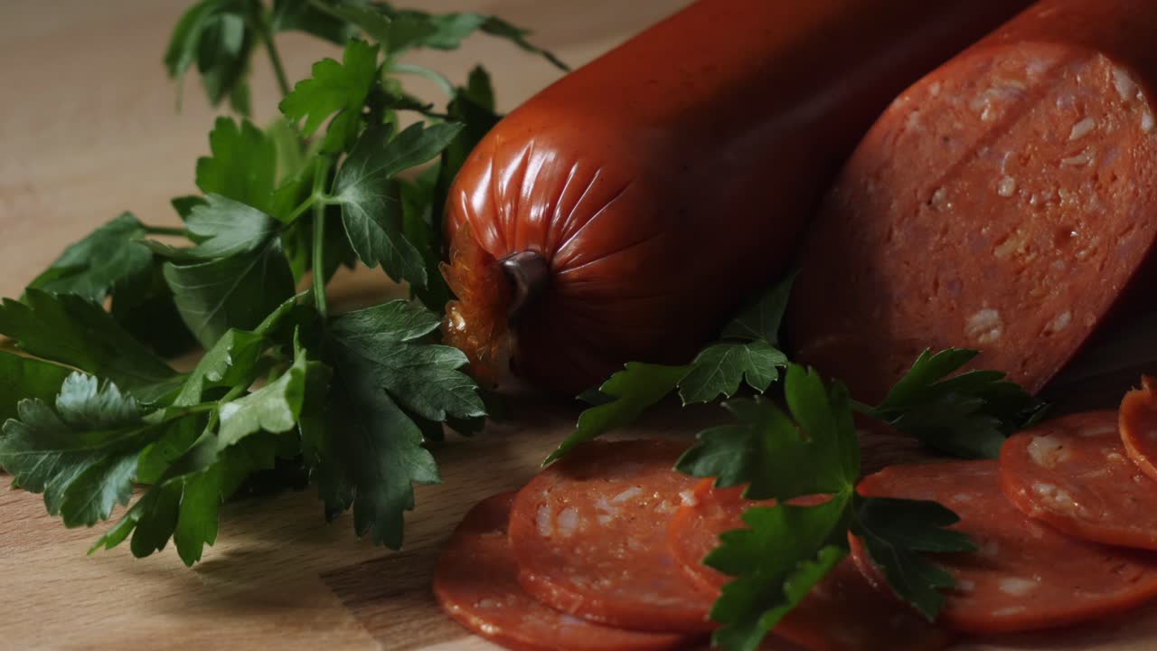 신선한 파슬리와 함께 개진 페페로니 소시지