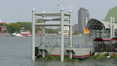 a modern docking station a river surrounded by urban beauty capturing tranquility.