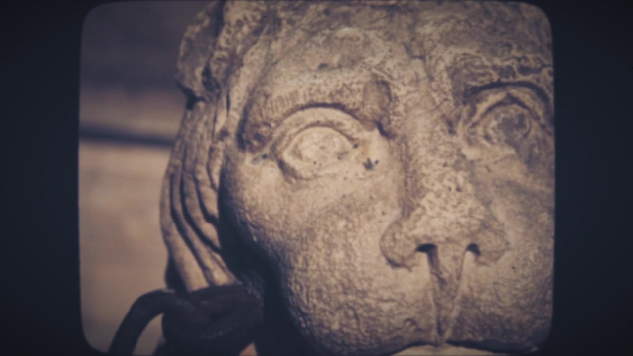 Scultura di leone in una città europea di notte