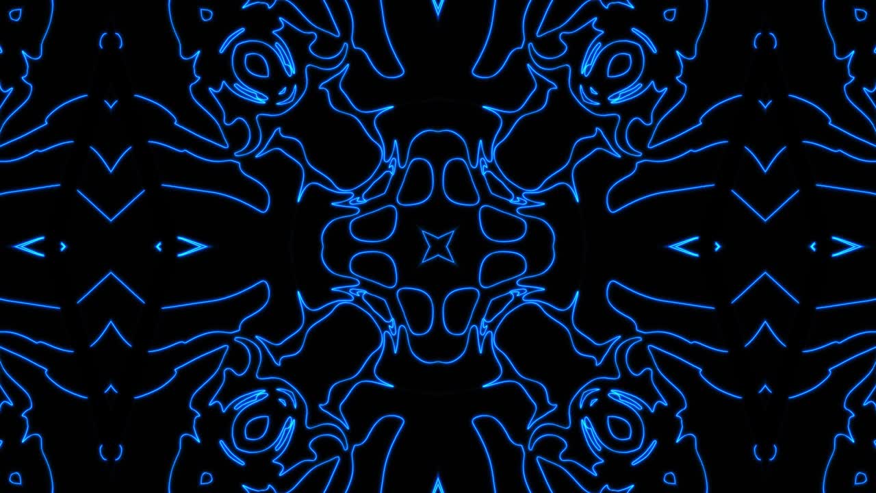 fondo de patrón geometrico sin costuras azul abstracto. rayas abstractas bucle de caleidoscopio. rápido psicodélico colorido kaleidoscopio vj fondo. discoteca fondo de movimiento abstracto. efecto caleidoscope