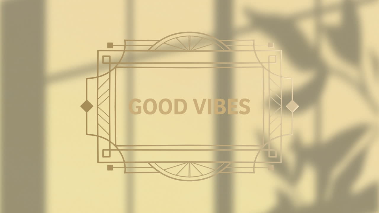 노란색 배경의 그림자 위에 좋은 진동 텍스트의 애니메이션