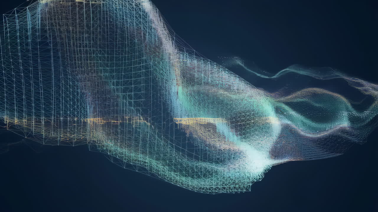 Abstract Digital Wireframe Waveform