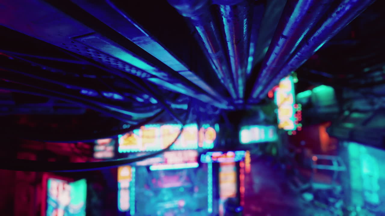 夜の街のネオンライト。