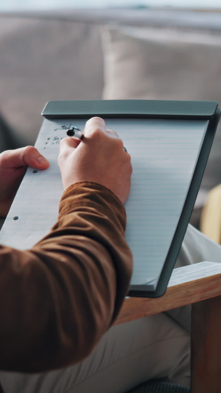 Close Up of Person's Hands Writing Notes on a Notepad