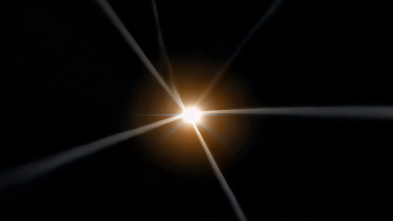 Overlay animato con fasci radiosi che illuminano lo spazio, video 4K trasparente, canale alfa, ProRes 4444.