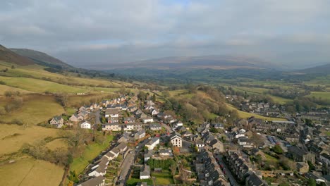 Cinematic-aerial-footage-of-Sedbergh-village,-the-ideal-place-to-escape-to-at-any-time-of-year