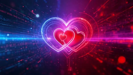 glowing hearts digital art