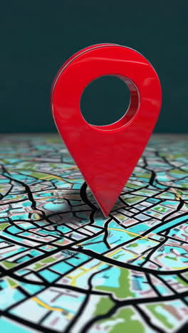 red location pin on a blurred city map