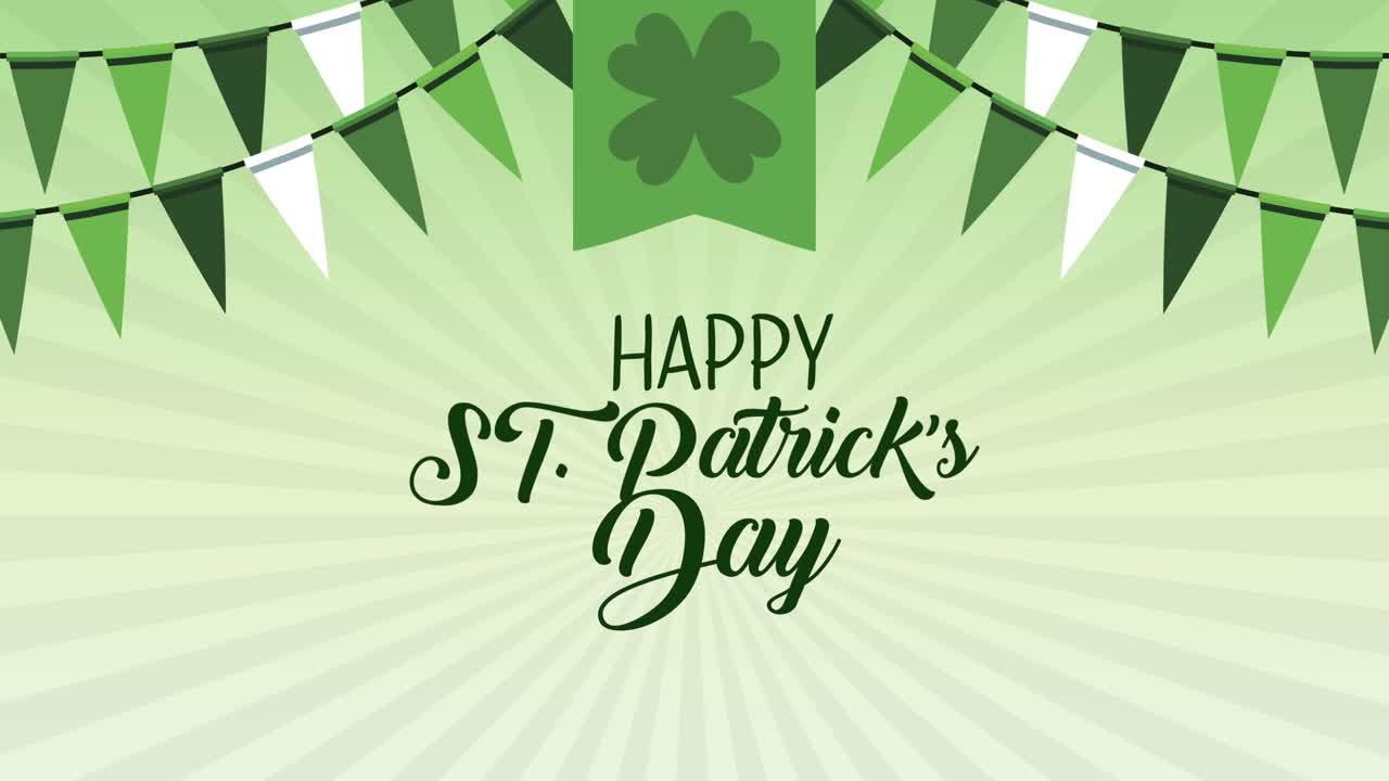 saint patricks day lettering with clover and garlands