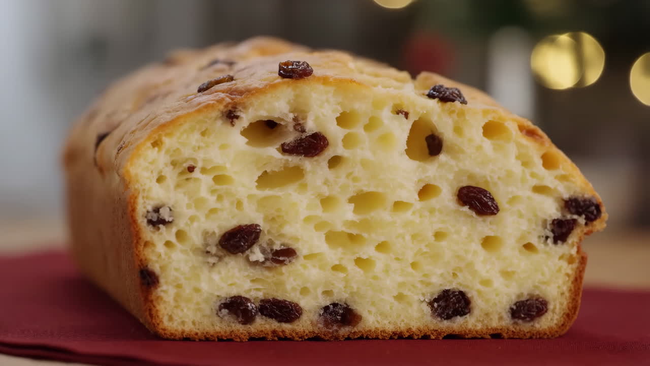 Sweet Raisin Bread Loaf with Soft Texture and Golden Crust