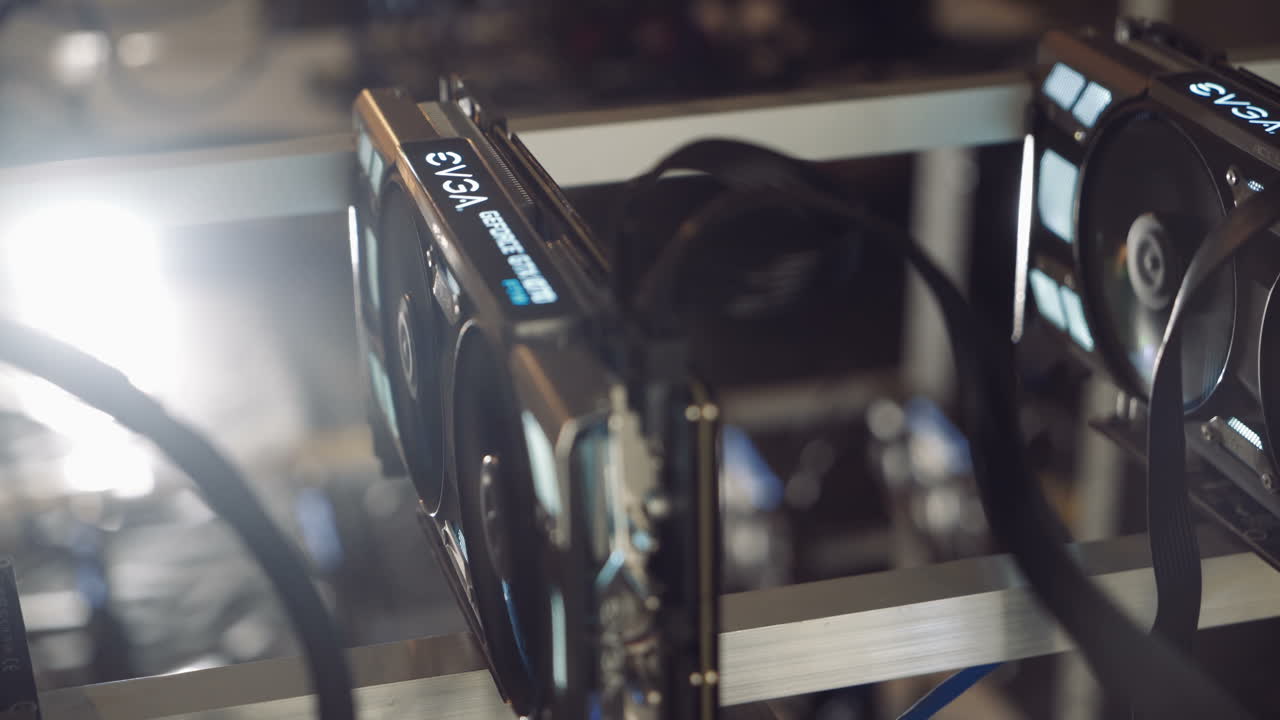 Home made Working graphic video cards for e-currency. Computer for Bitcoin and cryptocurrency virtual mining. Crypto farm.