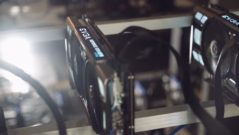 home made working graphic video cards for e-currency. computer for bitcoin and cryptocurrency virtual mining. crypto farm.
