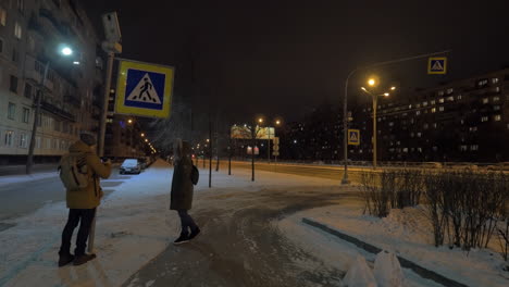 Shooting-stock-footage-of-family-couple-walking-home-after-shopping