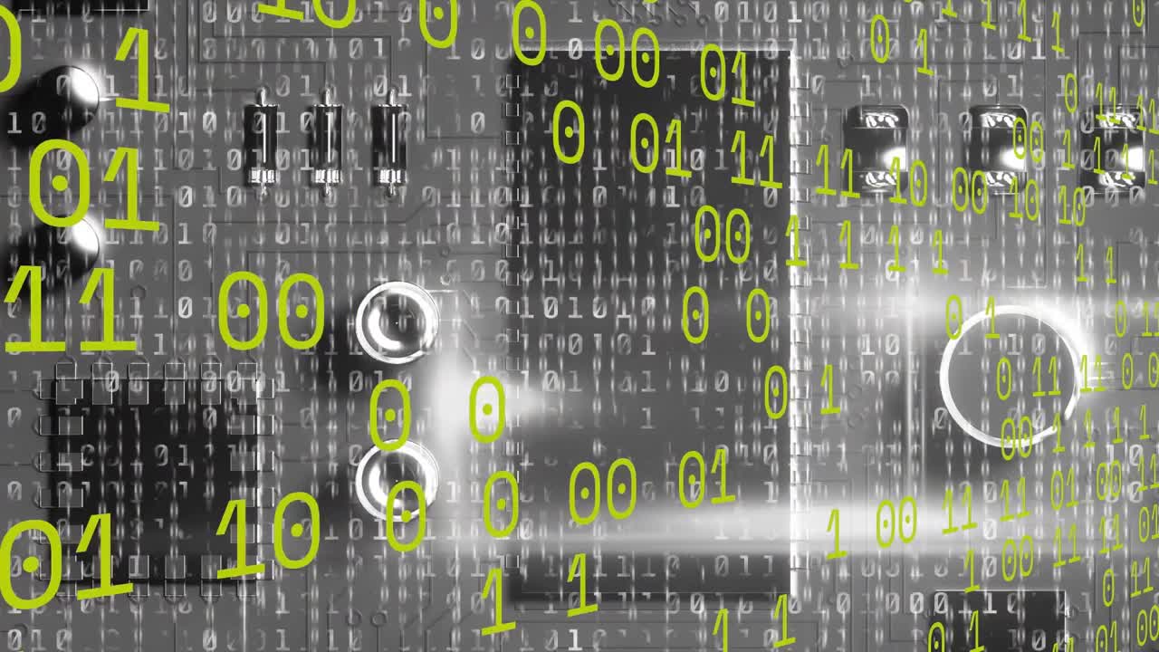 컴퓨터 회로판에서 데이터 처리의 애니메이션