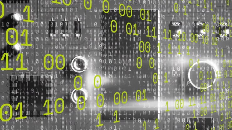 Animation of data processing over computer circuit board