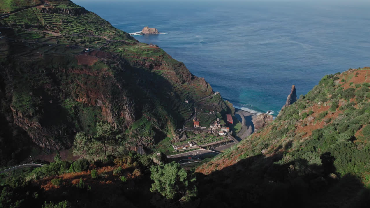 Coastal Mountain Scenery Aerial View
