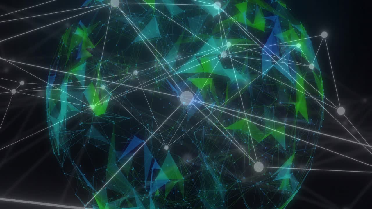 Animation of network of connections over globe on black background