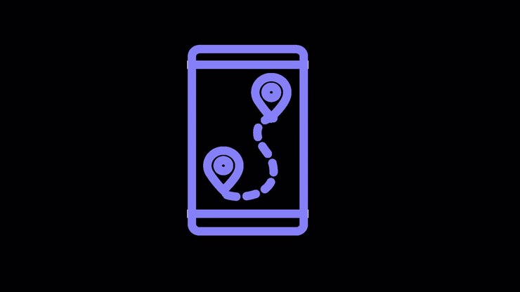 Animated Smartphone Showing GPS Navigation Route with Location Pins