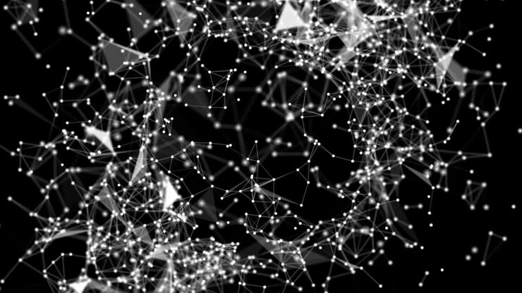 Connecting lines and dots.Big data visualization Loop background.