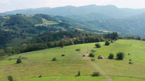 beautiful green country landscape of serbia -aerial