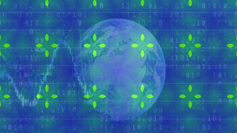 animación del procesamiento de datos financieros con globo en pantalla digital