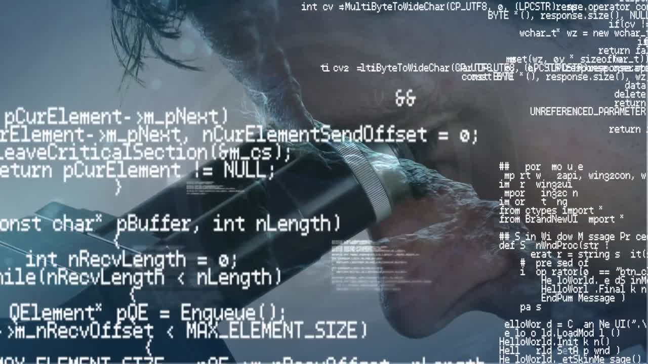 Animation of science data processing over male caucasian scientist