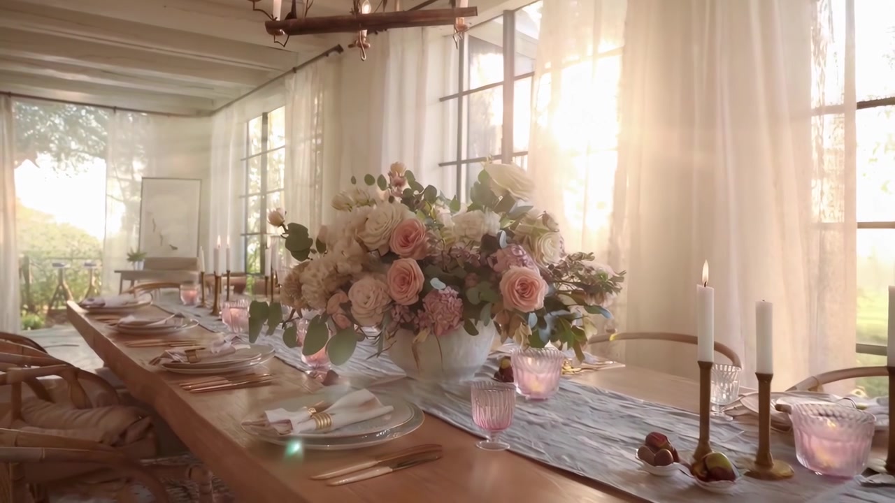 Elegant Dining Table Set for a Romantic Dinner