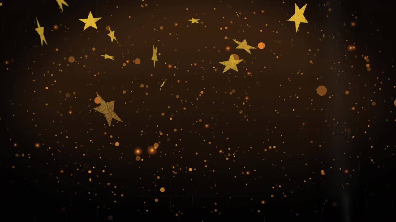 Stars emerging at top edge swirling clustering golden shapes with glowing particles for cosmic vibe