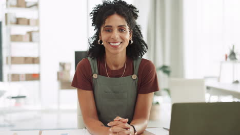 Face,-business-and-black-woman-in-office