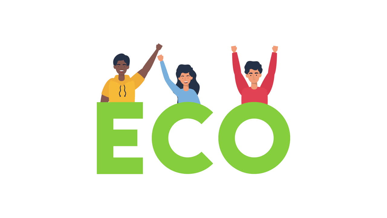 jóvenes que protestan contra los personajes ecológicos