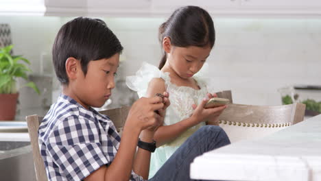 asian children playing games on mobile devices shot on r3d