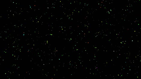 brillantes partículas de brillo de colores gráficos de movimiento con fondo nocturno