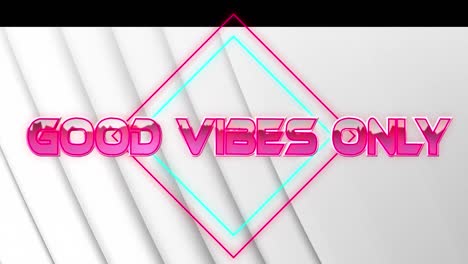 animation of good vibes only text over white geometrical background