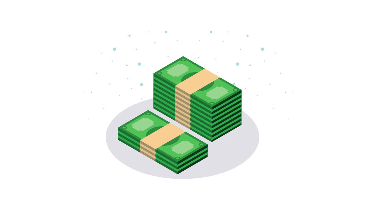 Animasi keuangan uang kertas dolar