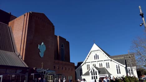 shot of religious chapel or funeral home for funeral service