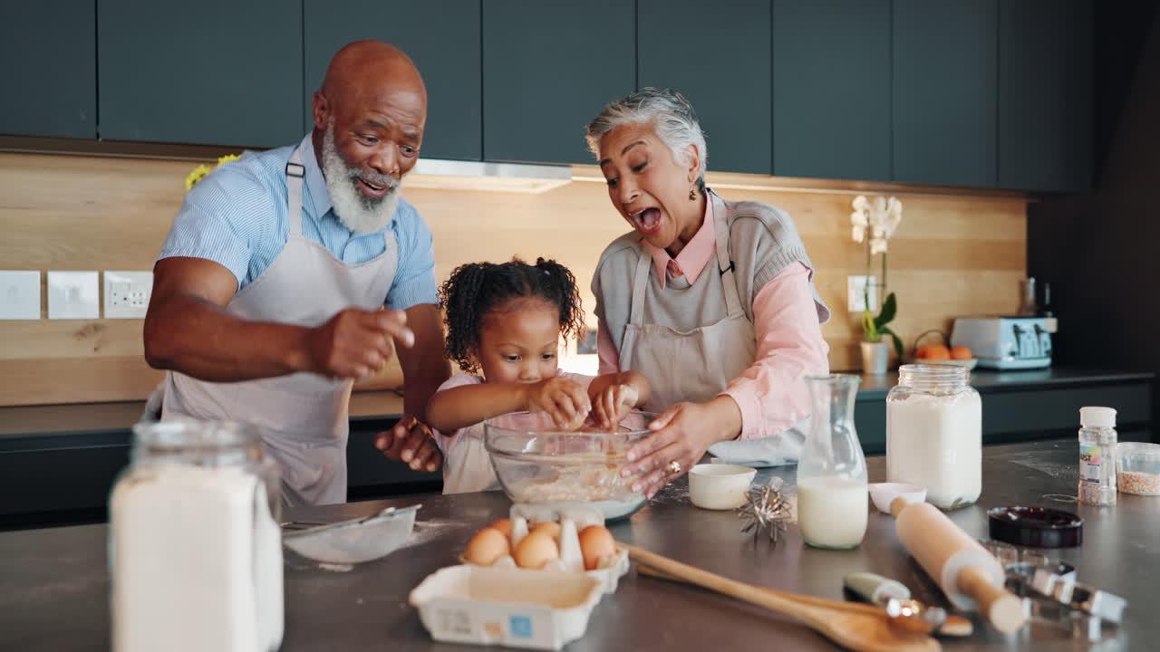 Family baking together in the kitchen