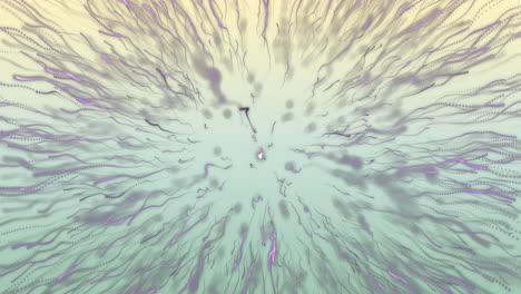 animación de senderos púrpuras que se mueven y explotan sobre un fondo verde.