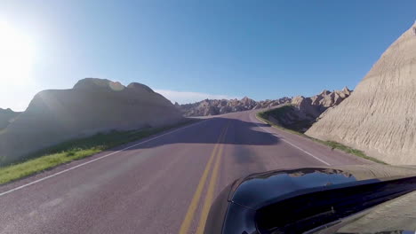 driving through badlands national park in south dakota