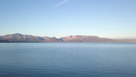 flying low over lake tahoe in the morning