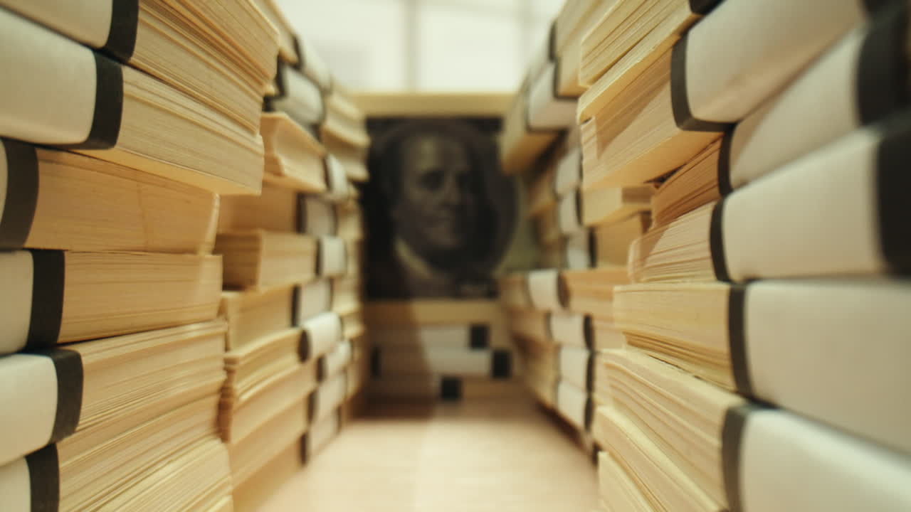 Specialised police officer Counting dollar banknotes in crime lab, conceptual image. High quality 4k footage