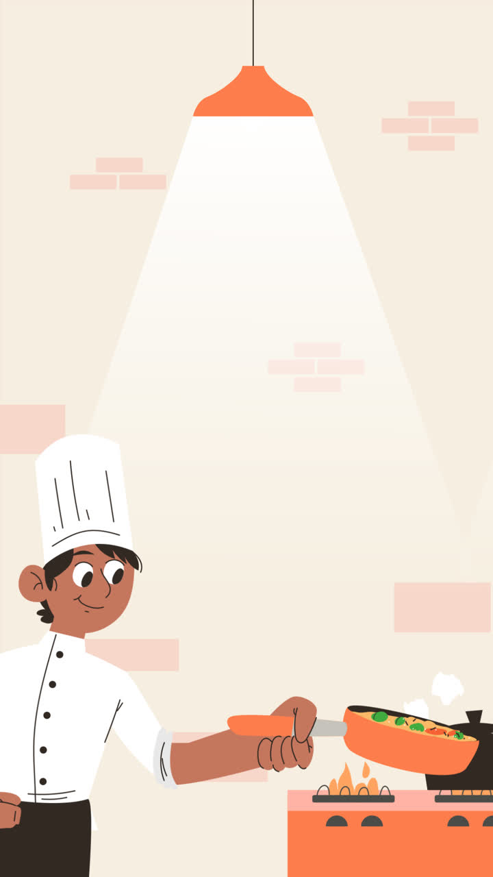 평평한 국제 요리사 날 수평 배너 템플릿의 모션 그래픽