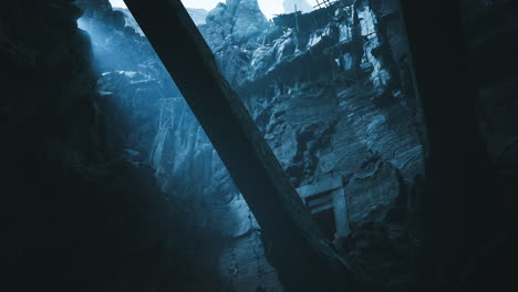 discovering an ancient underground structure illuminated by soft light